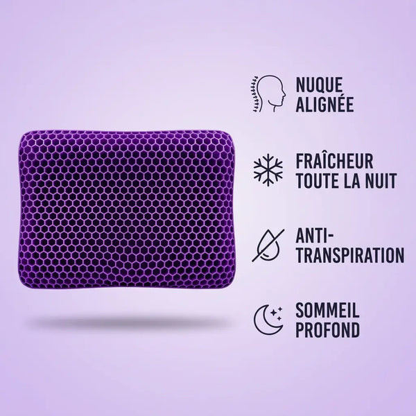 Oreiller Gel Nid d'Abeille BlinkWell — Nuque Alignée & Sommeil Frais